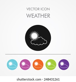 Very Useful Icon of Cloud & Sun on Multicolored Round Buttons.