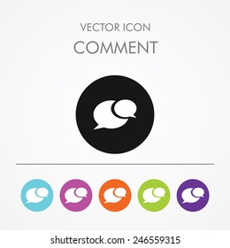 Very Useful Icon of  comment On Multicolored Flat Round Buttons.