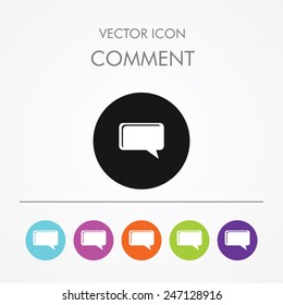 Very Useful Icon of comment On Multicolored Flat Round Buttons.