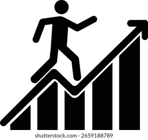 Icono muy útil del gráfico para el Web y el móvil. hombre de negocios que sube el icono del gráfico. Vector. Eps10.
