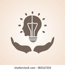 Very Useful Icon of human Head idea or Bulb in Hand, Save power for Web & Mobile. Eps-10.