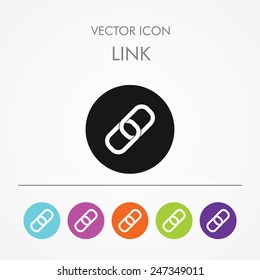 Very Useful Icon of link On Multicolored Flat Round Buttons.