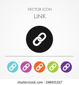 Very Useful Icon of link on Multicolored Round Buttons.