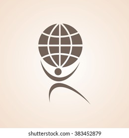 Very Useful Icon of Man with Globe for Web & Mobile. Eps-10.