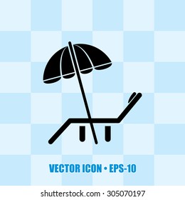 Very Useful Icon Of Parasol & Beach Chair. Eps-10.