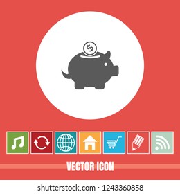 Very Useful Icon Of Piggy Bank With Bonus Icon. Very Useful For Software, Mobile App & Web.