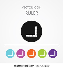 Very useful icon of RULER on Multicolored Round Buttons.