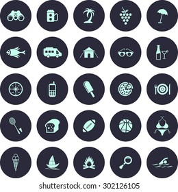 Very Useful Icon Set of Beach, Travel & Tourism. Eps-10.