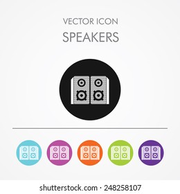 Very Useful Icon of speaker on Multicolored Round Buttons.