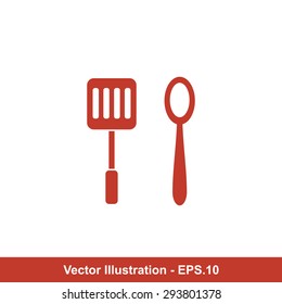 Very Useful Icon Of Spoon & Spatula. Eps-10.