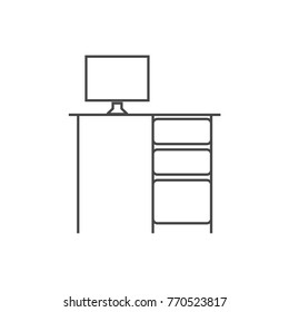 Very Useful Line Icon of computer table