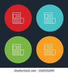 Very Useful News Paper Line Icon On Four Color Round Options.