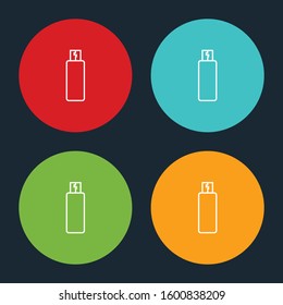 Very Useful Pen Drive Line Icon On Four Color Round Options.