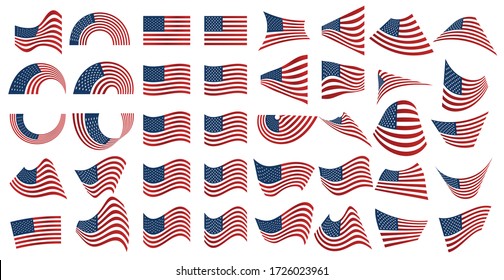 A very useful set of various American flags, a perfect add-on component to your designs and graphics!