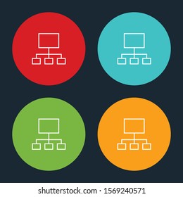 Very Useful Site Map Line Icon On Four Color Round Options.