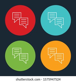 Very Useful Speech Bubble Line Icon On Four Color Round Options.