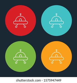 Very Useful UFO Line Icon On Four Color Round Options.