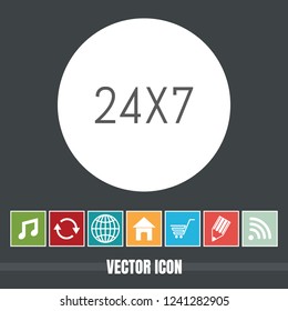 very Useful Vector Icon of 24X7 with Bonus Icons Very Useful For Mobile App, Software & Web