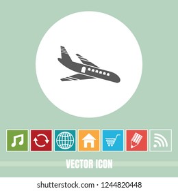 Very Useful Vector Icon Of Airplane with Bonus Icons. Very Useful For Mobile App, Software & Web.