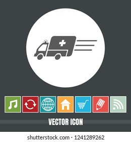 very Useful Vector Icon Of Ambulance with Bonus Icons Very Useful For Mobile App, Software