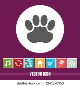 very Useful Vector Icon Of animal foot print with Bonus Icons Very Useful For Mobile App, Software & Web