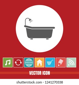 very Useful Vector Icon Of Bathtub with Bonus Icons Very Useful For Mobile App, Software & Web