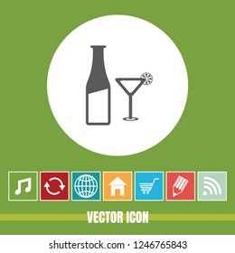 Very Useful Vector Icon Of Beer or Wine with Bonus Icons. Very Useful For Mobile App, Software & Web.