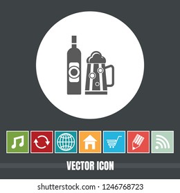 Very Useful Vector Icon Of Beer or Wine with Bonus Icons. Very Useful For Mobile App, Software & Web.