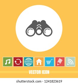 very Useful Vector Icon Of Binoculars with Bonus Icons Very Useful For Mobile App, Software & Web