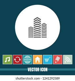 very Useful Vector Icon Of Building with Bonus Icons Very Useful For Mobile App, Software & Web.