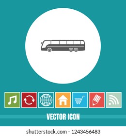 Very Useful Vector Icon Of Bus with Bonus Icons. Very Useful For Mobile App, Software & Web.