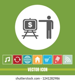very Useful Vector Icon Of Business Presentation with Bonus Icons Very Useful For Mobile App, Software