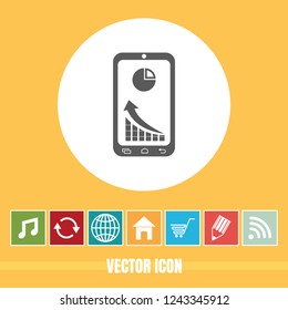 Very Useful Vector Icon Of with Business Status On Mobile Phone Bonus Icons. Very Useful For Mobile App, Software & Web.