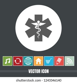 Very Useful Vector Icon Of caduceus with Bonus Icons. Very Useful For Mobile App, Software & Web.