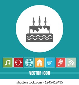 Very Useful Vector Icon Of Cake with Bonus Icons. Very Useful For Mobile App, Software & Web.