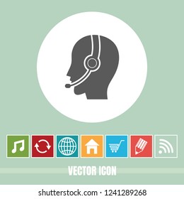 very Useful Vector Icon Of Call Center Operator with Bonus Icons Very Useful For Mobile App, Software