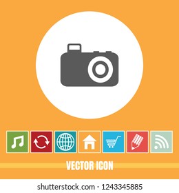 Very Useful Vector Icon Of Camera with Bonus Icons. Very Useful For Mobile App, Software & Web.