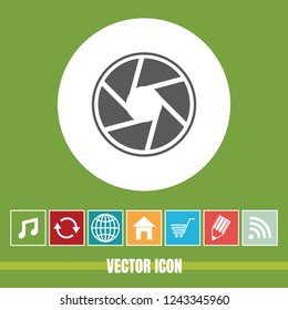 Very Useful Vector Icon Of Camera Shutter with Bonus Icons. Very Useful For Mobile App, Software & Web.