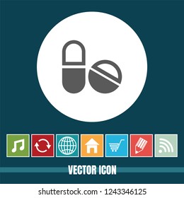 Very Useful Vector Icon Of Capsule & Pills with Bonus Icons. Very Useful For Mobile App, Software & Web.