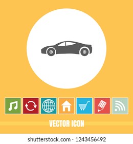 Very Useful Vector Icon Of Car with Bonus Icons. Very Useful For Mobile App, Software & Web.