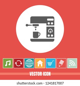 very Useful Vector Icon Of Coffee Machine with Bonus Icons Very Useful For Mobile App, Software & Web