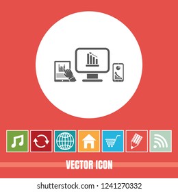 very Useful Vector Icon Of Computer, Tablet & Mobile phone with Bonus Icons Very Useful For Mobile App, Software & Web