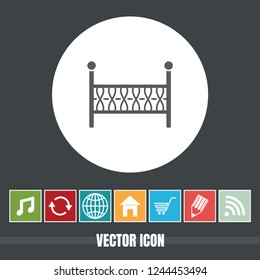 Very Useful Vector Icon Of Crib with Bonus Icons. Very Useful For Mobile App, Software & Web.