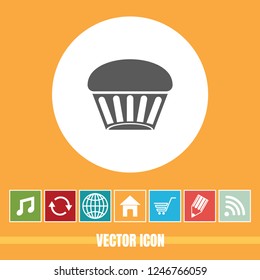 Very Useful Vector Icon Of Cup Cake with Bonus Icons. Very Useful For Mobile App, Software & Web.