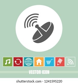 very Useful Vector Icon Of Dish Antenna with Bonus Icons Very Useful For Mobile App, Software & Web