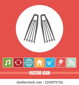 very Useful Vector Icon Of Diving Flippers with Bonus Icons Very Useful For Mobile App, Software & Web