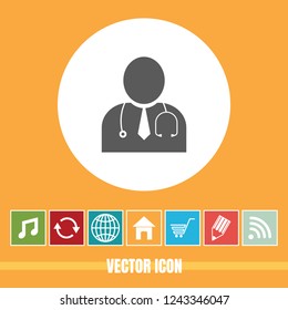 Very Useful Vector Icon Of Doctor with Bonus Icons. Very Useful For Mobile App, Software & Web.