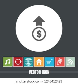 Very Useful Vector Icon Of Dollar up with Bonus Icons. Very Useful For Mobile App, Software & Web.