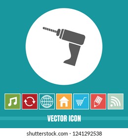 very Useful Vector Icon Of Drill Machine with Bonus Icons Very Useful For Mobile App, Software