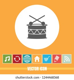 Very Useful Vector Icon Of Drum with Bonus Icons. Very Useful For Mobile App, Software & Web.
